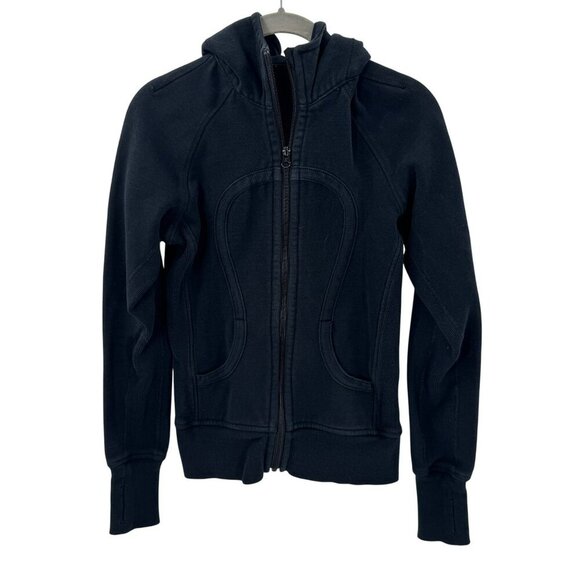 Lululemon Scuba Black Full-Zip Hoodie Womens Size 4 Cotton Blend Comfortable - Picture 1 of 8